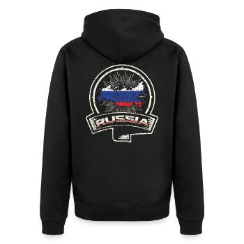Russia - Unisex Premium Organic Zip Hoodie - black - Back - Nico (187cm)