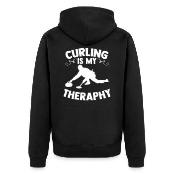 Curling - Unisex Premium Bio Zip Hoodie - Schwarz - Hinten - Nico (187cm)