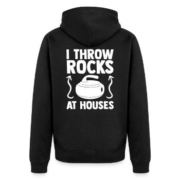 Curling - Unisex Premium Bio Zip Hoodie - Schwarz - Hinten - Nico (187cm)