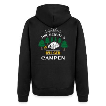 Mir Reichts ich geh Campen lustiger Camping Spruch - Unisex Premium Bio Zip Hoodie - Schwarz - Hinten - Nico (187cm)