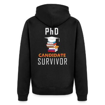 PhD Survivor Funny Student Doctor Title - Unisex Premium Organic Zip Hoodie - black - Back - Nico (187cm)