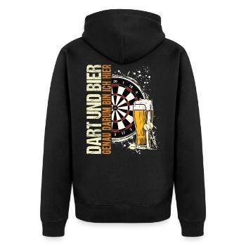 Dart 180 darten Darts Bier Kneipe Darter Dartsport - Unisex Premium Bio Zip Hoodie - Schwarz - Hinten - Nico (187cm)