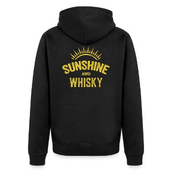 Sunshine And Whisky Retro Sonnennenschein Whisky - Unisex Premium Bio Zip Hoodie - Schwarz - Hinten - Nico (187cm)
