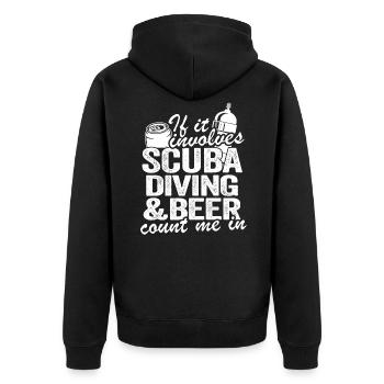 Funny Divers Dad Scuba Diving & Beer Gift Men - Unisex Premium Organic Zip Hoodie - black - Back - Nico (187cm)