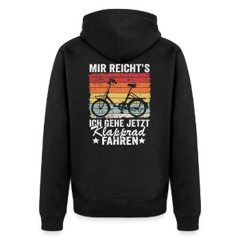 Klapprad Geschenk Faltrad Klappradfahrer Spruch - Unisex Premium Bio Zip Hoodie - Schwarz - Hinten - Nico (187cm)