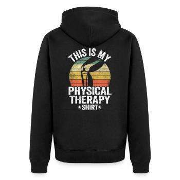 Künstliches Knie Knie Operation Physio Therapie - Unisex Premium Bio Zip Hoodie - Schwarz - Hinten - Nico (187cm)