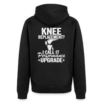 Funny Knee Replacement Surgery Performance Upgrade - Unisex Premium Organic Zip Hoodie - black - Back - Nico (187cm)