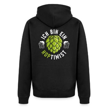 Hopfen Optimist Biertrinker Bierfan Craft Bier - Unisex Premium Bio Zip Hoodie - Schwarz - Hinten - Nico (187cm)