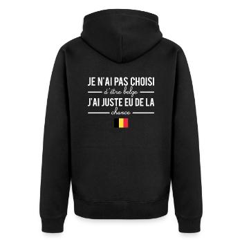 Pas choisi d'être belge j'ai juste eu de la chance - Veste à capuche bio Premium Unisexe - noir - Dos - Nico (187cm)