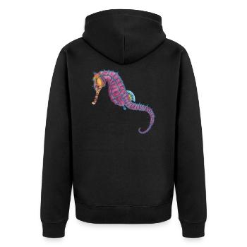 Seahorse Seahorse Seahorse - Unisex Premium Organic Zip Hoodie - black - Back - Nico (187cm)