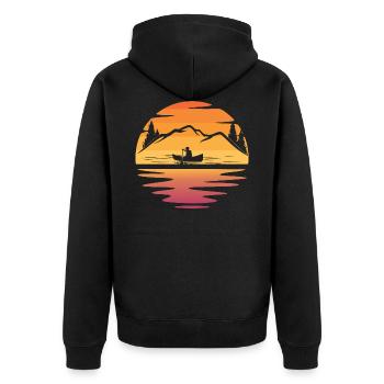 Sunset Canoeing Kanu Liebhaber Kanu Fan Kanu Trip - Unisex Premium Bio Zip Hoodie - Schwarz - Hinten - Nico (187cm)