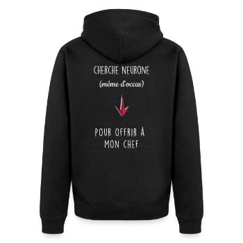 Cherche neurone - Veste à capuche bio Premium Unisexe - noir - Dos - Nico (187cm)