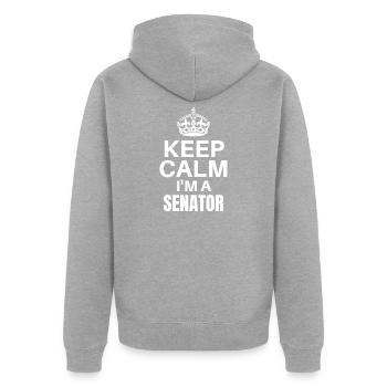 Keep Calm Ich bin ein Senator, lustige Job-Design - Unisex Premium Bio Zip Hoodie - Grau meliert - Hinten - Nico (187cm)