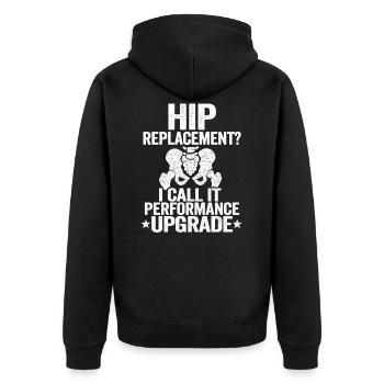 Hanche OP chirurgie rétablissement Nouveau cadeau de hanche - Veste à capuche bio Premium Unisexe - noir - Dos - Nico (187cm)