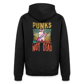 Punk Music Not Dead Punk Rock Unicorn - Unisex Premium Organic Zip Hoodie - black - Back - Nico (187cm)