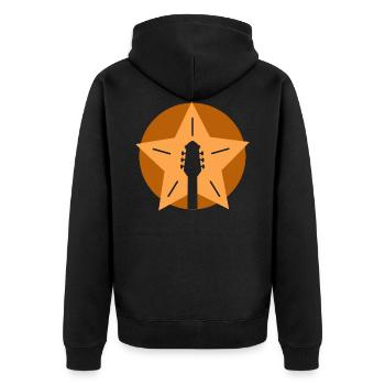 Gitarre - Guitar - Vintage - Rock - Band - Unisex Premium Bio Zip Hoodie - Schwarz - Hinten - Nico (187cm)