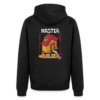 Meister Bauer Block Bauspielzeug - Unisex Premium Bio Zip Hoodie - Schwarz - Hinten - Nico (187cm)