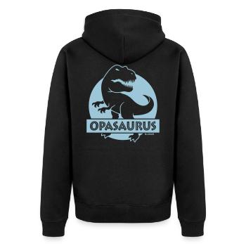 Opasaurus (Bester Opa / Opi / Großvater / NEG) - Unisex Premium Bio Zip Hoodie - Schwarz - Hinten - Nico (187cm)