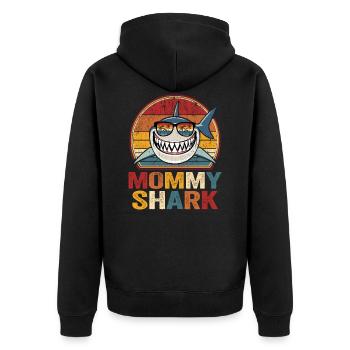 Mama Hai Sonnenbrille Hai Mama Mommy Shark - Unisex Premium Bio Zip Hoodie - Schwarz - Hinten - Nico (187cm)