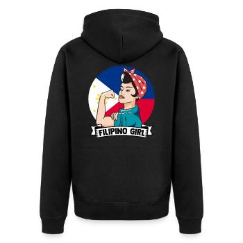 Starke philippinische Mädchen Filipino Pride - Unisex Premium Bio Zip Hoodie - Schwarz - Hinten - Nico (187cm)