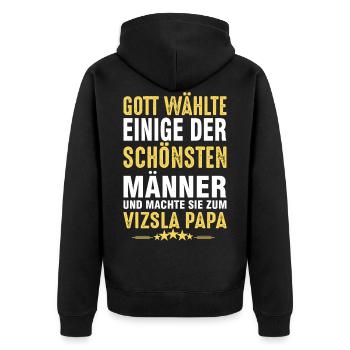 Vizsla Papa - Unisex Premium Bio Zip Hoodie - Schwarz - Hinten - Nico (187cm)
