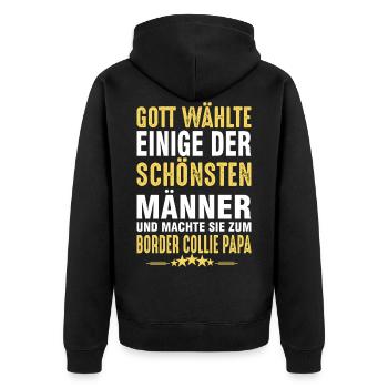 Border Collie Papa - Unisex Premium Bio Zip Hoodie - Schwarz - Hinten - Nico (187cm)
