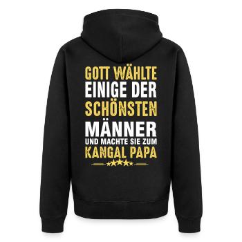 Kangal Papa - Unisex Premium Bio Zip Hoodie - Schwarz - Hinten - Nico (187cm)