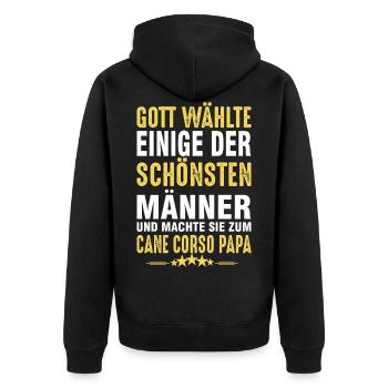 Cane Corso Papa - Unisex Premium Bio Zip Hoodie - Schwarz - Hinten - Nico (187cm)