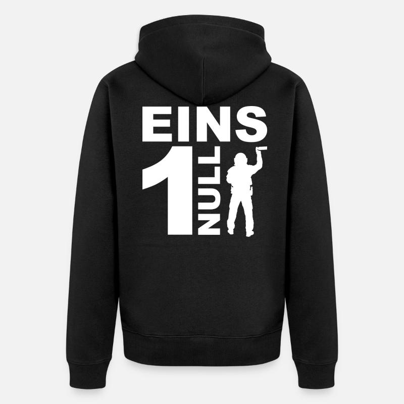 Polizei - Eins 1 Null - Unisex Premium Bio Zip Hoodie - Schwarz