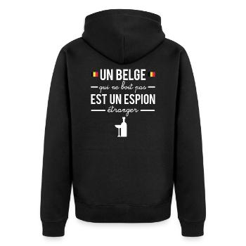 Un belge qui ne boit pas est un espion étranger - Veste à capuche bio Premium Unisexe - noir - Dos - Nico (187cm)