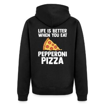 La vie est meilleure avec peperoni pizza aime - Veste à capuche bio Premium Unisexe - noir - Dos - Nico (187cm)