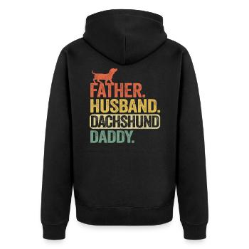 Père Mari Teckel Papa Teckel Teckel - Veste à capuche bio Premium Unisexe - noir - Dos - Nico (187cm)