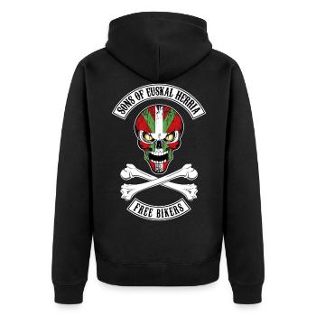 Basken Bikers - Unisex Premium Bio Zip Hoodie - Schwarz - Hinten - Nico (187cm)