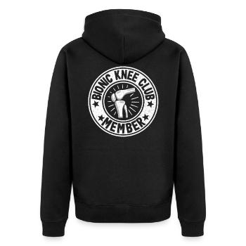 Knee Replacement Surgery Bionic Knee Club Member - Unisex Premium Organic Zip Hoodie - black - Back - Nico (187cm)
