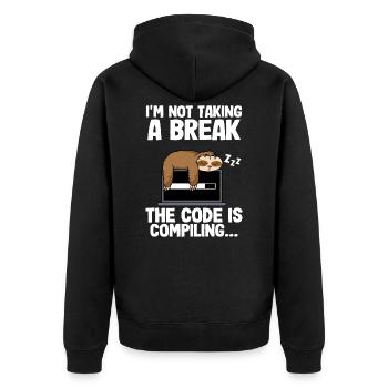 Programmierer Faultier Informatiker Nerd Coder Bug - Unisex Premium Bio Zip Hoodie - Schwarz - Hinten - Nico (187cm)