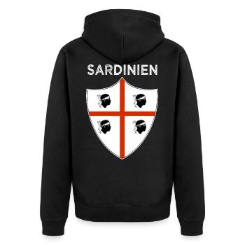 Sardinien Flagge Sardinien retro - Unisex Premium Bio Zip Hoodie - Schwarz - Hinten - Nico (187cm)