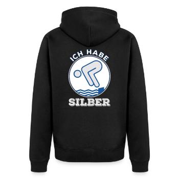 Ich hab Silber Schwimmabzeichen Schwimmer - Unisex Premium Bio Zip Hoodie - Schwarz - Hinten - Nico (187cm)
