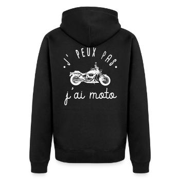 J'peux pas j'ai moto humour moto homme femme - Veste à capuche bio Premium Unisexe - noir - Dos - Nico (187cm)