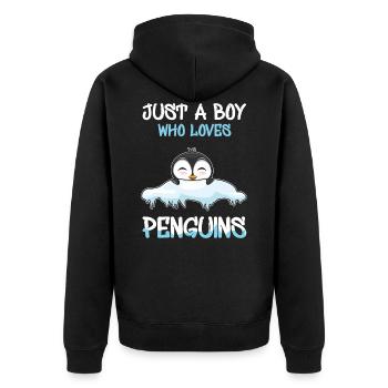 Just A Boy Who Loves Penguins Penguin Art Cartoon - Unisex Premium Bio Zip Hoodie - Schwarz - Hinten - Nico (187cm)