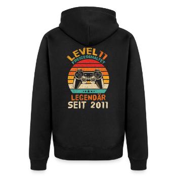 Level 11 Freigeschaltet - 11. Geburtstag Shirt - Unisex Premium Bio Zip Hoodie - Schwarz - Hinten - Nico (187cm)