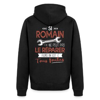 Si Romain ne peut pas le réparer on est foutus - Veste à capuche bio Premium Unisexe - noir - Dos - Nico (187cm)