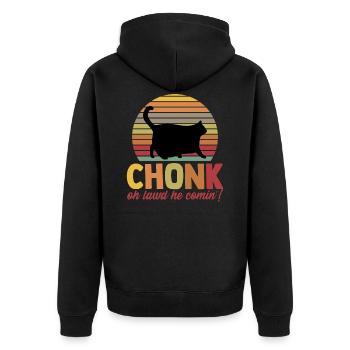 Chonk Oh Lawd Er kommt Chonkiest Chonk Chonky Meme - Unisex Premium Bio Zip Hoodie - Schwarz - Hinten - Nico (187cm)