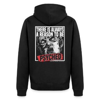 Be Psycho - Unisex Premium Organic Zip Hoodie - black - Back - Nico (187cm)