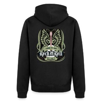 Rock Roll Like It Metal Rock Music Guitar - Unisex Premium Bio Zip Hoodie - Schwarz - Hinten - Nico (187cm)