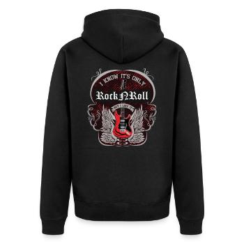 Rock Roll Like It Metal Rock Music Band - Unisex Premium Bio Zip Hoodie - Schwarz - Hinten - Nico (187cm)