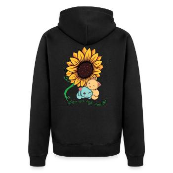 Sunflower Cat Kitten You My Sunshine - Unisex Premium Bio Zip Hoodie - Schwarz - Hinten - Nico (187cm)