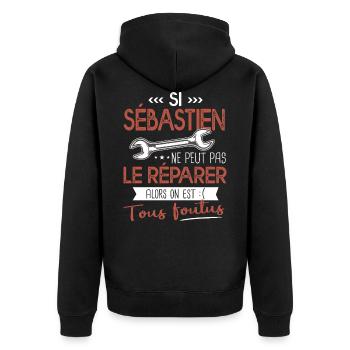 Si Sébastien ne peut pas le réparer on est foutus - Veste à capuche bio Premium Unisexe - noir - Dos - Nico (187cm)