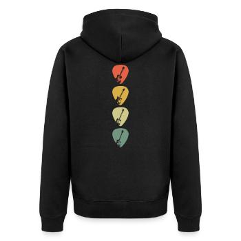 Vintage Picks And Guitar Icons Guitarist - Unisex Premium Bio Zip Hoodie - Schwarz - Hinten - Nico (187cm)