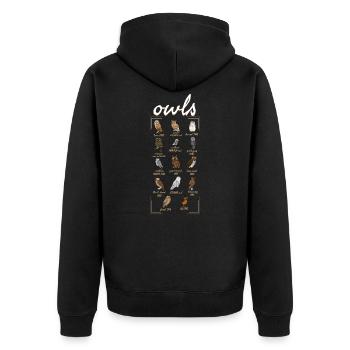 Owls Birder Birdwatcher Birdwatching - Unisex Premium Organic Zip Hoodie - black - Back - Nico (187cm)