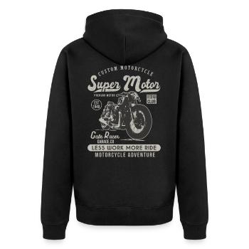 super motor racer motor motor motorcycle custom moto vintage - Unisex Premium Bio Zip Hoodie - Schwarz - Hinten - Nico (187cm)